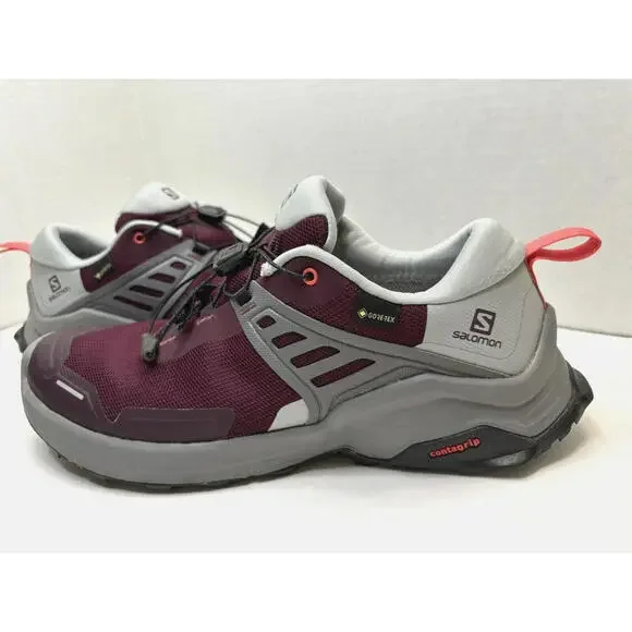 Salomon Women's X Raise GoreTex Hiking Outdoor Shoes Waterproof Burgundy Sz 9.5 - Picture 2 of 9